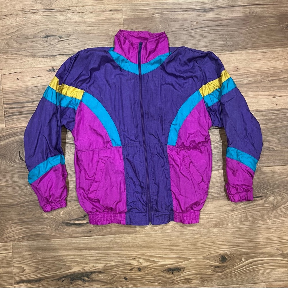 Vintage 90s Medium Multicolor Nylon Windbreaker Jacket